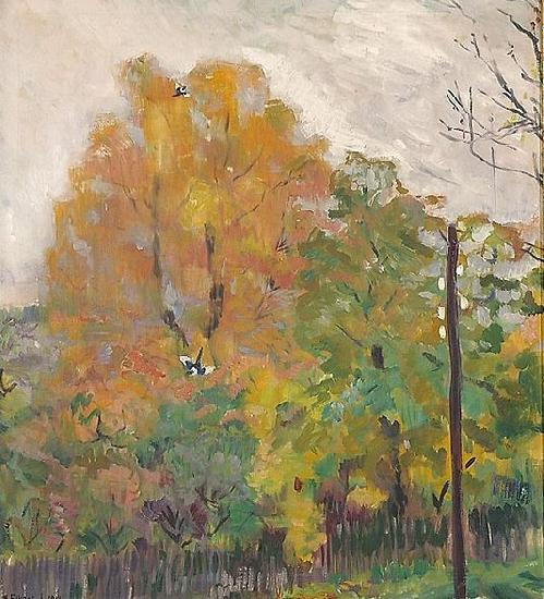 Bernhard Folkestad Deciduous trees in fall suit with cuts oil painting picture
